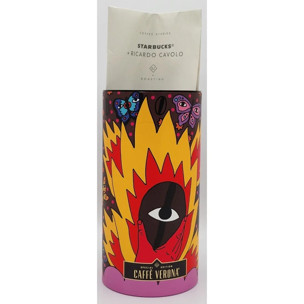 STARBUCKS Ricardo Cavolo Special Edition Caffe'Verona Empty Canister & Poster